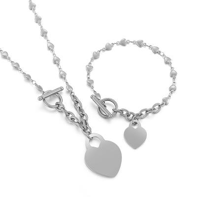 China FASHIONABLE Custom Jewelry Set Factory Heart Necklace Set 316l Stainless Steel Jewelry Set High Quality Custom for sale