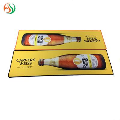 China Custom Printed Viable No-Slip Rubber Bar Mat In Pub Stitching Edge Bar Waterproof Mat AY Logo Shockproof Quick Dry Soft for sale