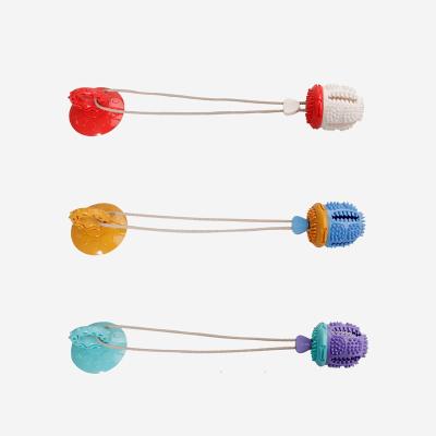 China 2021 Viable New Funny Suction Dog Rope Toy For Teeth Grinding Leak Ball Pet Toys Big Dog Toy for sale