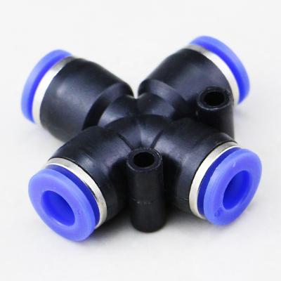 China Soft One Touch Unions Hose Connector Nylon or Polyurethane PZA Fitting Air Duct Cross Plastic Connector Soft Quick Connector for sale