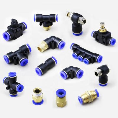 China M4 M6 M8 M10 M12 Hotels Pneumatic Tube Quick Connect Push On Fit Push In Brass Air Fittings Air Hose Fittings for sale