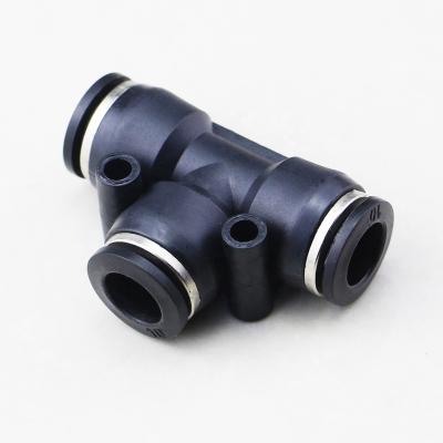 China Hotels Tap 4mm 6mm 8mm 10mm 12mm 14mm 16mm Pneumatic Fit T Push Fit PE Tee Pipe Fitting Connector Plastic For Pneumatic for sale