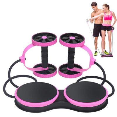 China Multifunctional Home Fitness Equipment Roller Wheel Abdominal Tubes Resistance Push Ups Band Pull Up Exercise Wheel Abdominal Exercises for sale