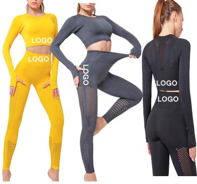 China Breathable Sports Fitness Leggings Long Sleeve Top Butt Lifting Active Wear Set Yoga Clothes Yoga Set Yoga Shorts for sale