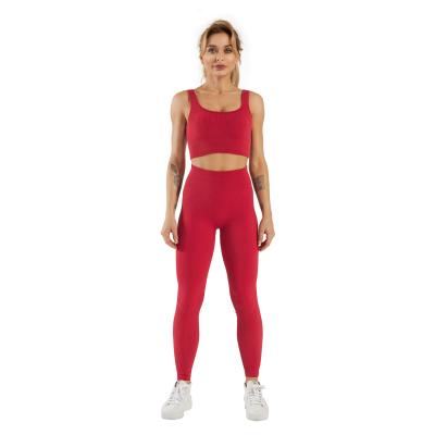 China New Arrival Breathable Hot Selling Women's Seamless Rib Gym Clothing Fitness Yoga Wear Set for sale