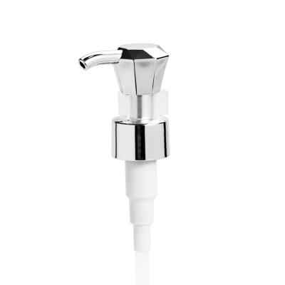 China Non Spill Custom 24/410 Silver Aluminum-Plastic Screw Up-Down Closure Shampoo Lotion Plastic Pump Head for sale