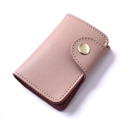 China Fashion Factory Custom Creative Simple Handmade Small Cowhide Leather Card Holder With Coin Key Chain Purse for sale