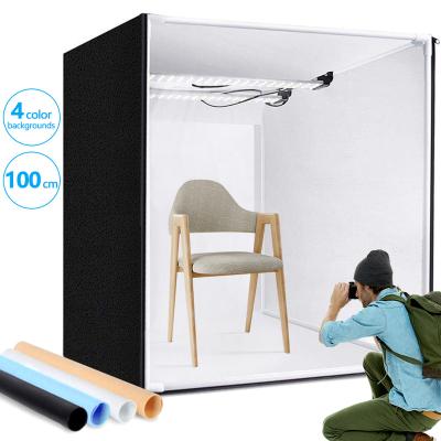 China Acrylic+ABS+PVC+Alloy+Cloth 100cm 40 Inch Photography Shoot Mini Light Room Product Photo Shoot Light Box With Led Light Kit for sale