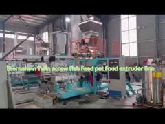 double twin screw wet type floating tilapia fish feed sinking shrimp feed pet food extruder line