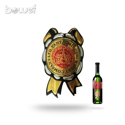 China Waterproof High Quality Custom Wine Bottle Sticker Permanent Adhesive Embossed Metal Wine Private Label for sale