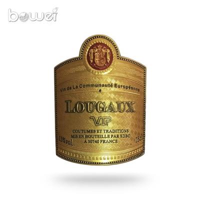 China Waterproof Customized Embossed Aluminum Label Sticker Wine Label Custom Sticker for sale