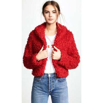 China 2020 Fashion Customs Faux Fur Coat Winter Red QUICK DRY Fluffy Faux Fur Coat For Girl for sale