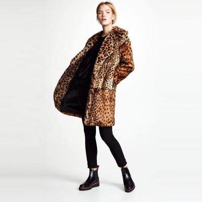 China OEM Best Patchwork Jacket QUICK DRY Oversized Faux Leopard Fur Coat Women's Long Mink Fur Coat Women Long for sale