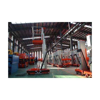 China Advertising company 4-10m man lifting table aerial work platform man lift portable single mast aluminum mast lift for sale