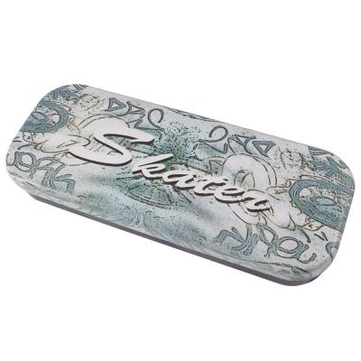 China Square Pencil Tin Box , Printed Rectangle Tin Pencil Case, White Color Inside for sale