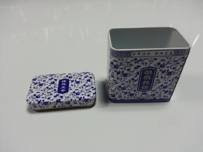 Chine Metal la boîte bleue de fer-blanc et blanche de porcelaine imprimée par rectangle, fer-blanc de 0.23mm à vendre