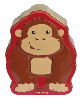 China Candy Cute Food Grade Tin Containers Tinplate Orangutan Shape for sale