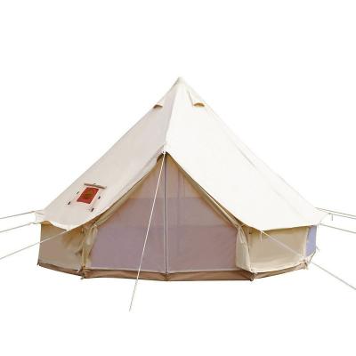 China Camouflage Game 4-Season Cotton Beige Color Bell Tent/Large Family Waterproof Camp Canvas Field With Removable Stove Zippered Floor Roof Jack Hole for sale