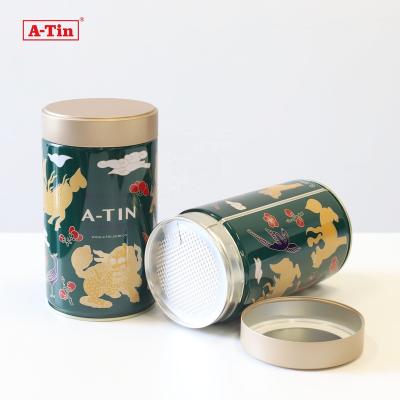 China Recycable Wholesale Custom Printed Round Metal Food Grade Matcha Powder Tea Tin Container Airtight Coffee Packaging Tins for sale