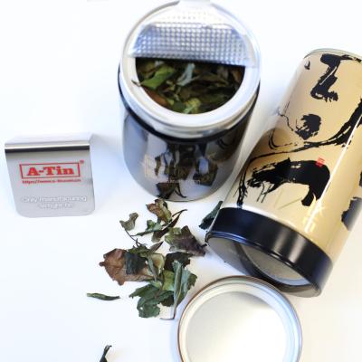 China Recycable Food Grade Round Airtight Tea Can Customized Printing Metal tin Canister for Coffee Tea Packing for sale