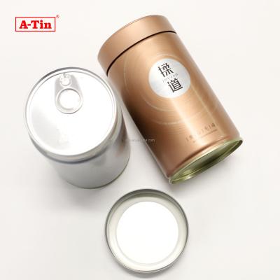 China Recycable Whole Sale Manufacturing Food Grade Round Luxury Tea Airtight Can Canister Metal Packaging Black Tea Can for Tea Packing for sale