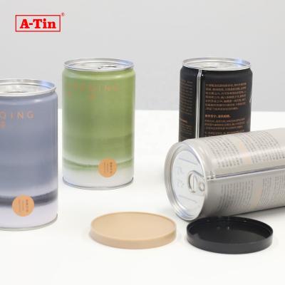 China Food A-tin 0.23mm Tinplate Custom Recyclable Food Grade Packaging Round Metal Airtight tin can with plastic lid for tea for sale