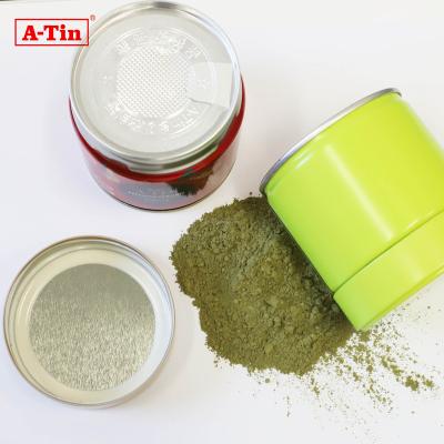 China Food Food Grade Matcha Tea Powder Packaging Metal Box Canister Round Airtight Can Metal Tea Tin for sale