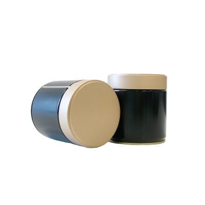 China Food A-tin Food Grade 0.23mm Tinplate Black Matt Printing Round Airtight Tin Can Metal Tin For Coffee for sale