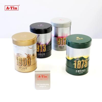 China Food A-tin Custom Emboss Pink Food Grade Tea Powder Tin Cylinder Coffee Airtight Packaging Round Metal Tea Tin Canister for sale