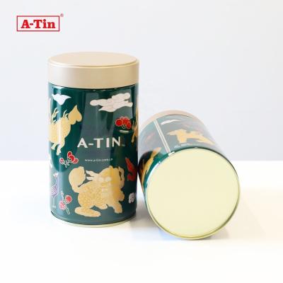 China Recycable Wholesale printing design food grade airtight round black matte tins custom coffee tin can tea metal tins container with lid for sale