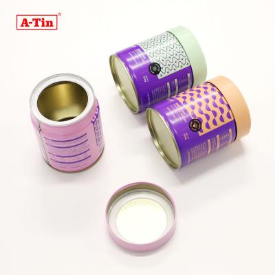 China Food A-tin Custom 73mm 100% Airtight Metal Tins for Pet Food Powder Packaging Tin with aluminum foil sealing film for Pet Food for sale