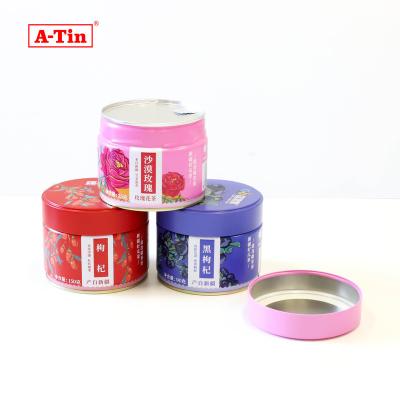 China Food A-tin 93mm Custom printed food grade airtight round snack Tin Tea Can Canister with screw lid for Snacks for sale