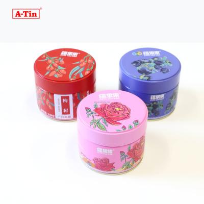 China Food Wholesale Hot Custom Printed Airtight Lid Tin Box Gift Packaging Boxes Metal Round Cookies Tin Container for sale