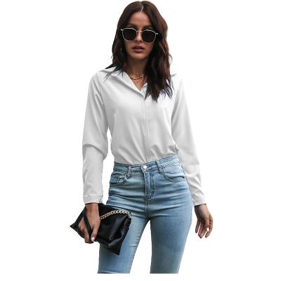 China 2021 New Design Summer Soft Breathable Long Sleeve White Chiffon Spring Women's Casual Top Blouses And Shirts for sale