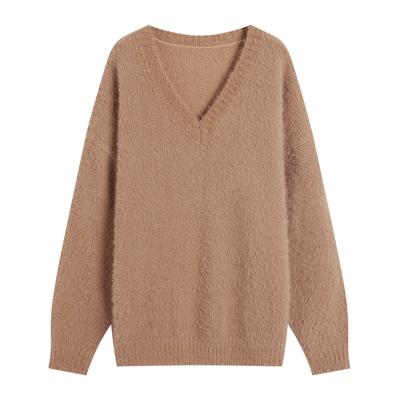 China 2021 winter V-neck sweater soft women's tops new thickened to keep warm custom knitting women's sweaters for sale