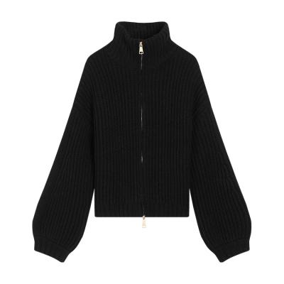 China 2021 winter European and American style zipper sweater women's new mine stripe cardigan fashion comfortable coat knitted women's sweaters for sale