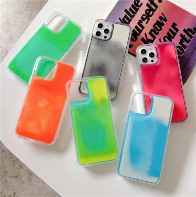 China Anti-Drop Liquid Liquid Silicone Case Luminous Quicksand Phone Case For Oppo A54 F19 pro plus A74 Dynamic Glitter Sand Back Cover for sale