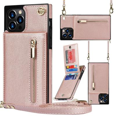 China Anti-fall Leather Zipper Card Holder Phone Case With Strap For Samsung A72 A52 A32 Mobile Phone Accessories for sale