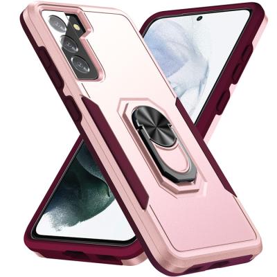 China Anti-fall S21 Hybrid Hard Bumper PC TPU Resistant Phone Ring Holder Cell Phone Cover For Samsung Galaxy S21 for sale