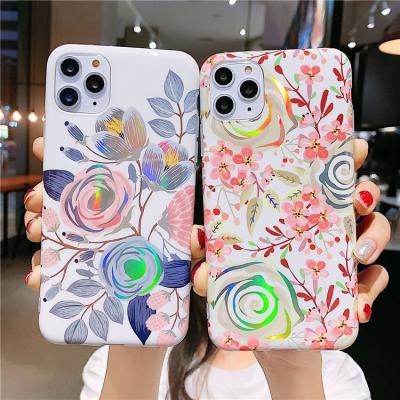 China Custom Anti-fall Laser Back Cover For Iphone 13 Pro 12 11 Max 3D Printed Design Flowers Leaves Case for sale