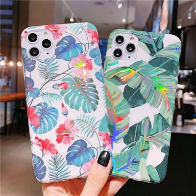 China Luxury Glossy Anti-drop Laser Flower Phone Case For Huawei P50 Pro IMD TPU+PC 2in1 Anti-stratch Hard Case for sale