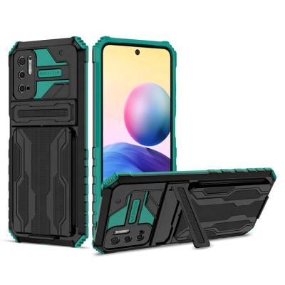 China Anti-fall PC Hybrid Hard Wallet Phone Bumper Case For Xiaomi Poco X3 Pro Credit Cards Filter Mount for sale