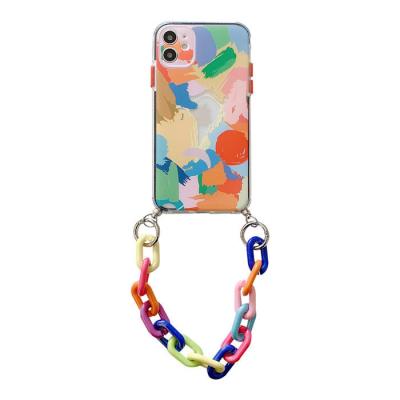 China New Design Graffiti Shockproof Geometric Pattern TPU Cell Phone Soft Case For Oppo F19s Wristband Back Cover for sale