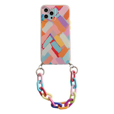 China Colorful Graffiti Shockproof Wristband Chain TPU Silicone Shell Case For Realme Narzo 50A Customized Mobile Cover for sale