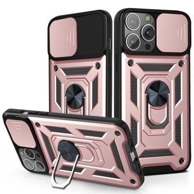 China Unique Shockproof High Quality Multi-protection Camera Protector Camshield Phone Case For Vivo Y76s 5G Folding Rotating Bracket Cover for sale