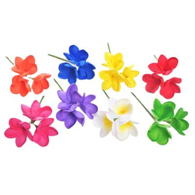 China F1194 8color EVA Foam Hair Pick 3-Plumeria Foam Hair Pick Hawaii Frangipani Artificial Flower Polynesian Dance Girl Party Decorative Factory Supplier F1194 8color EVA Decoration Factory for sale