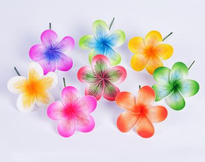 China Decoration factory direct supply F1184 8colors 9cm customized Plumeria Hawaii foam flowers pick on sale for sale