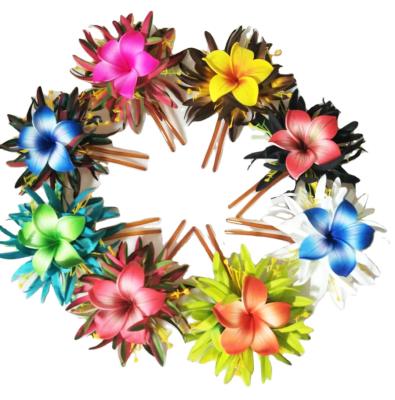 China Fashion Wholesale Hair Comb Lily Hawaii Flower Hula Girl Spider Velvet Tiara Hair Stick W Foam From Factory Supplier HC00065 8Color 15CM for sale