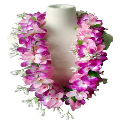 China Wholesale Artificial Velvet Plumeria Hawaii Flower Lei Hula Girl Dance Party Necklace From Festival Performance Decoration Factory Supplier CH0357A 15Color 100CM for sale