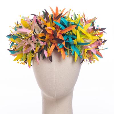 China Colorful Party Style Velvet Artificial Spider Lily Flower Headband Hawaiian Haku For Luau Party for sale